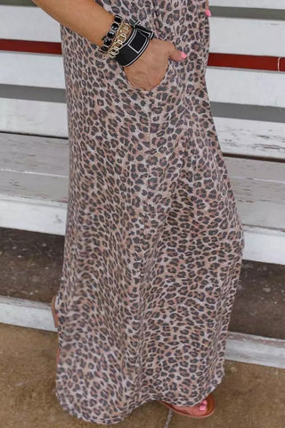 Leopard Maxi Dress - Black and Beige