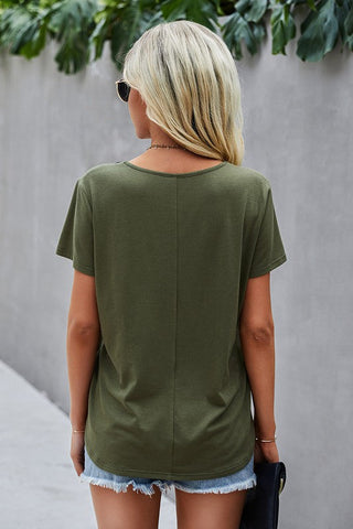 V-Neck Button Top - Green