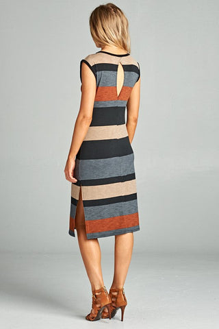 Striped Midi Dress - Rust