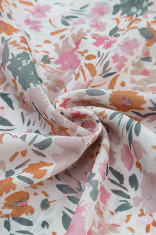 Mandarine Collar Floral Blouse - Pink