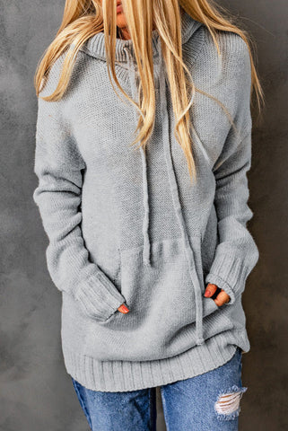 Super Soft Hooded Cowl Neck Sweater - Gray