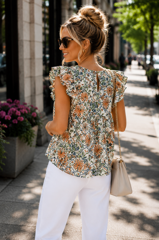 Vintage Floral Sleeveless Top