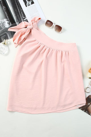 One Shoulder Tie Top - Pink