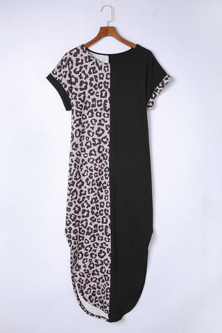 Casual Leopard Maxi Dress - Black