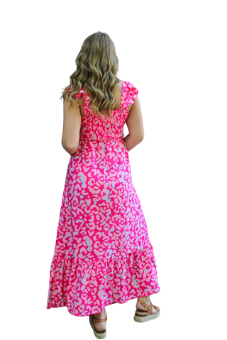 Leopard Sundress Dress - Hot Pink