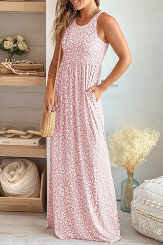 Leopard Maxi Dress - Light Pink