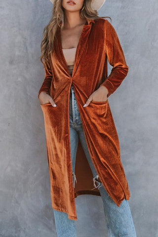 Velour Long Jacket - Red