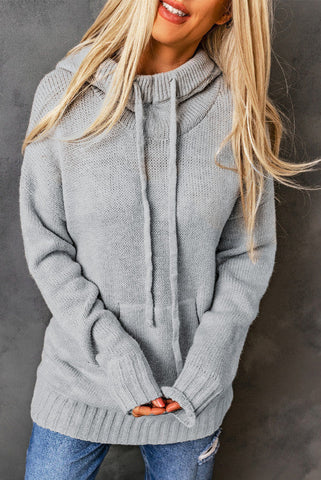 Super Soft Hooded Cowl Neck Sweater - Gray