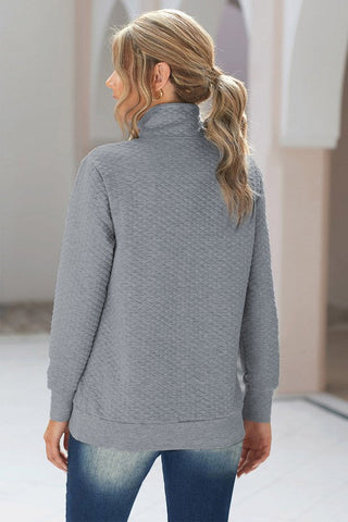 Snap Quilted Pullover - Heather Gray and Taupe