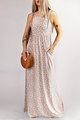 Leopard Maxi Dress - Light Pink