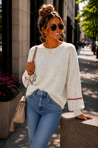 Rainbow Speckled Sweater - White