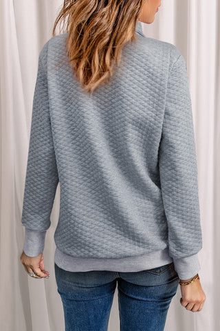 Snap Quilted Pullover - Heather Gray and Taupe