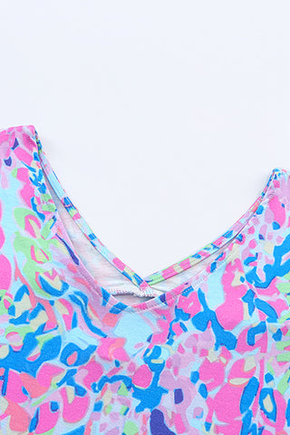 V-Neck Floral Top - Sky Blue