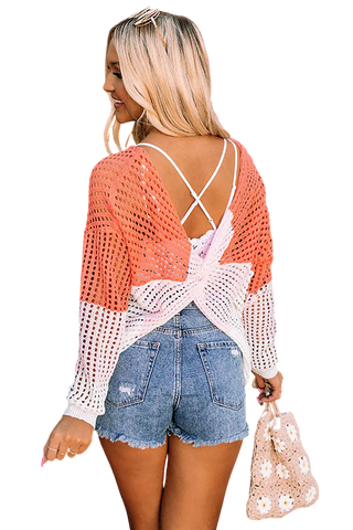Color Block Summer Sweater - Coral