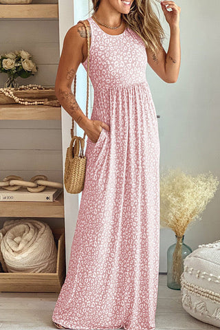 Leopard Maxi Dress - Light Pink