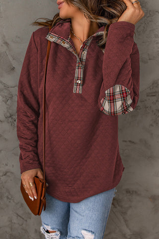 Snap Quilted Pullover - Burgundy