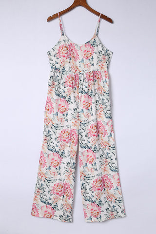 Floral Crop Jumpsuit - Pink