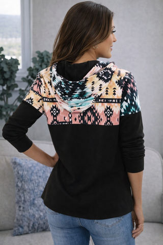 Aztec Hoodie - Pastel and Black