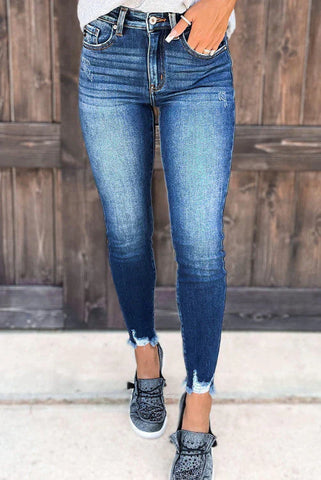 Rough Hem Skinny Jeans