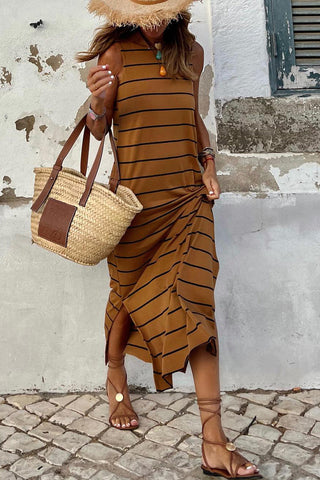 Sleeveless Maxi Dress - Brown