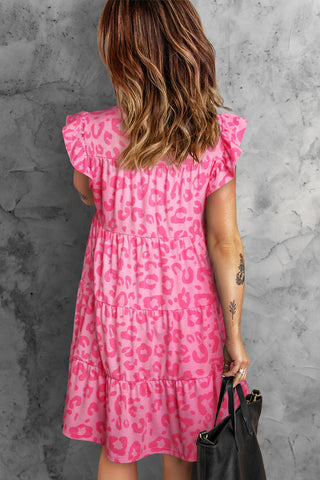 Flouncy Leopard Dress - Hot Pink