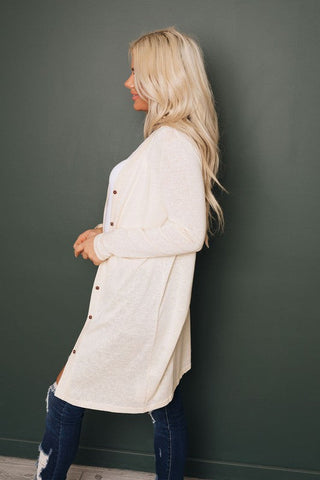 Lightweight Button Up Cardigan - Beige