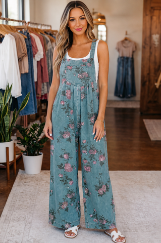 Floral Jean Short Bibs