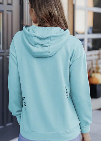 Distressed Hoodie - Turquoise