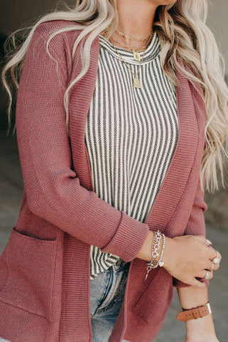 Striped Ruffle Sleeve Top - Gray