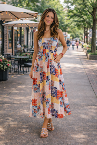 Colorful Patchwork Maxi Dress