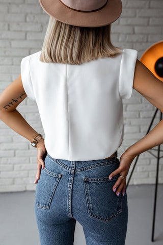 Mock Neck Solid White Top