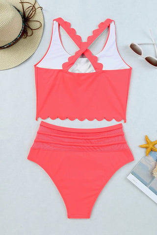 Scalloped Bikini - Hot Pink/Coral