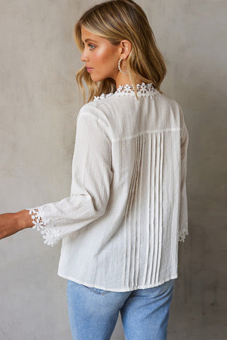 Daisy Crochet Blouse - White