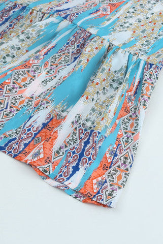 Colorful Abstract Maxi Dress - Teal