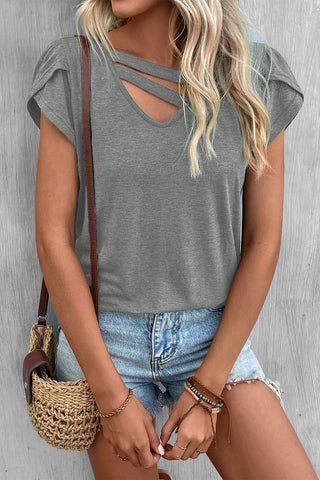 Strappy Solid Top - Gray
