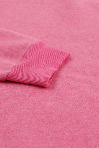 Rainbow Sleeve Crew Neck Sweatshirt - Pink