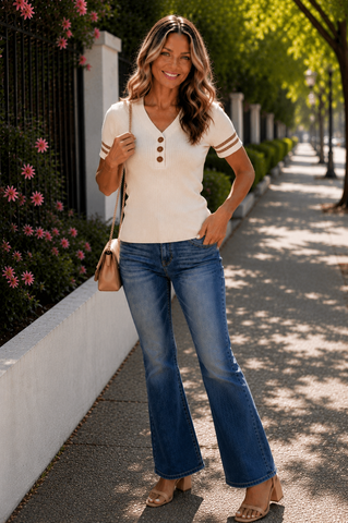 Striped Sleeve Knit Top