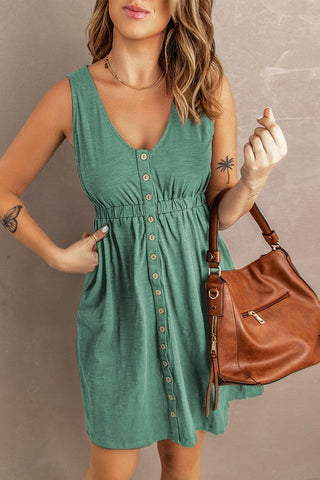 Button Up Dress - Green