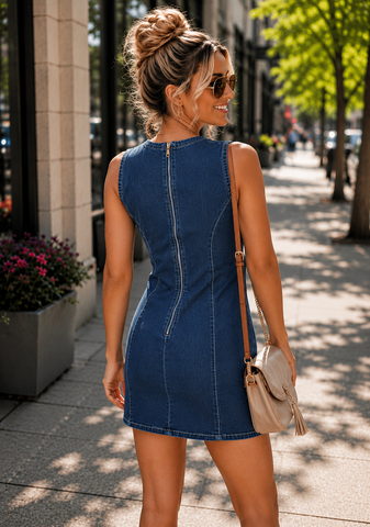 Stretchy Fitted Denim Dress