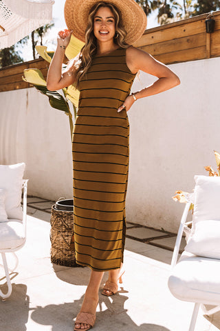 Sleeveless Maxi Dress - Brown