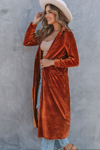 Velour Long Jacket - Red