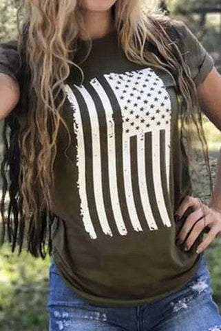 Flag Print Top - Green