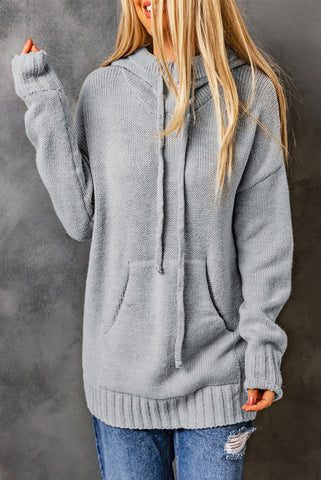 Super Soft Hooded Cowl Neck Sweater - Gray