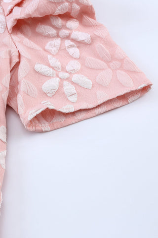 Pink Floral Bubble Sleeve Top