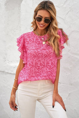Work or Play Flutter Sleeve Top - Pink