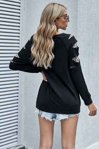 Black Leopard Crew Neck Sweatshirt