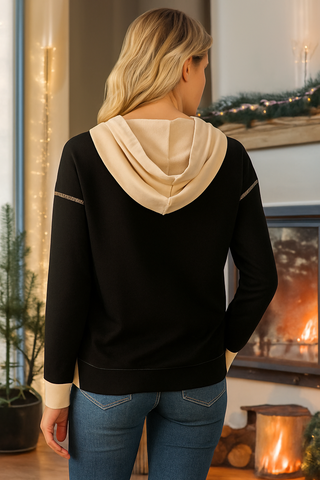 Black Hoodie with Stitching Detail