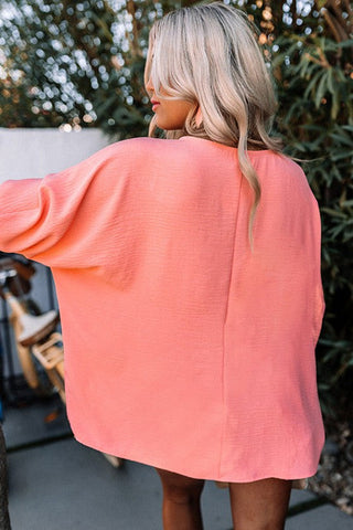 Smocked Wrist Shift Top - Coral