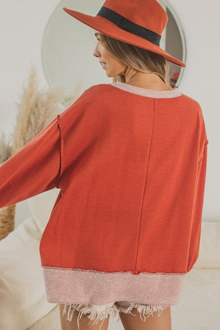 French Terry Lounging Sweatshirt - Neon Coral