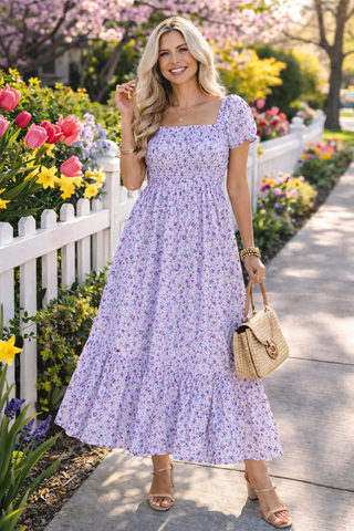 Smocked Lilac Maxi Dress